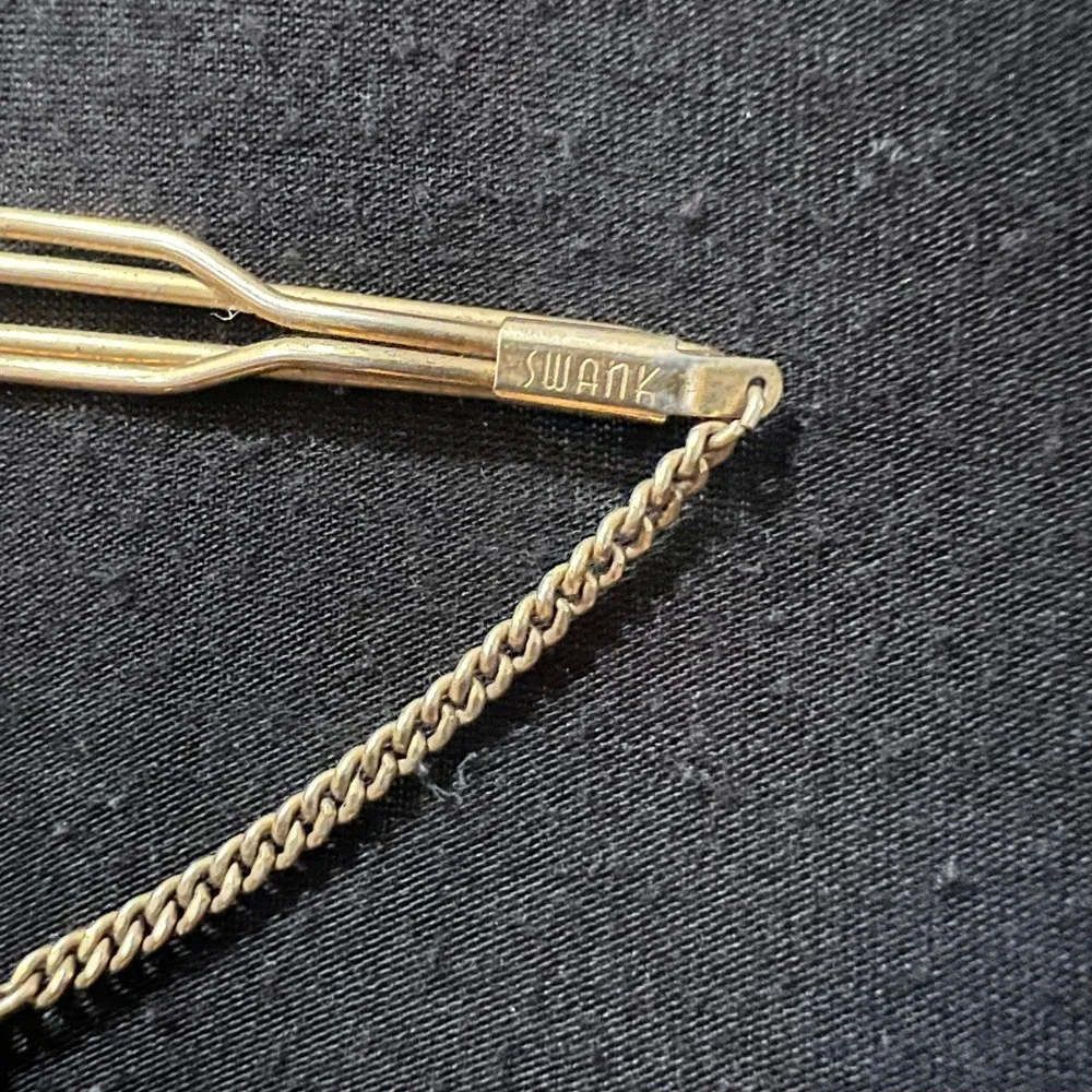 Vintage Swank Gold Tone Love Knot Tie Chain Mens Mid Century Accessory